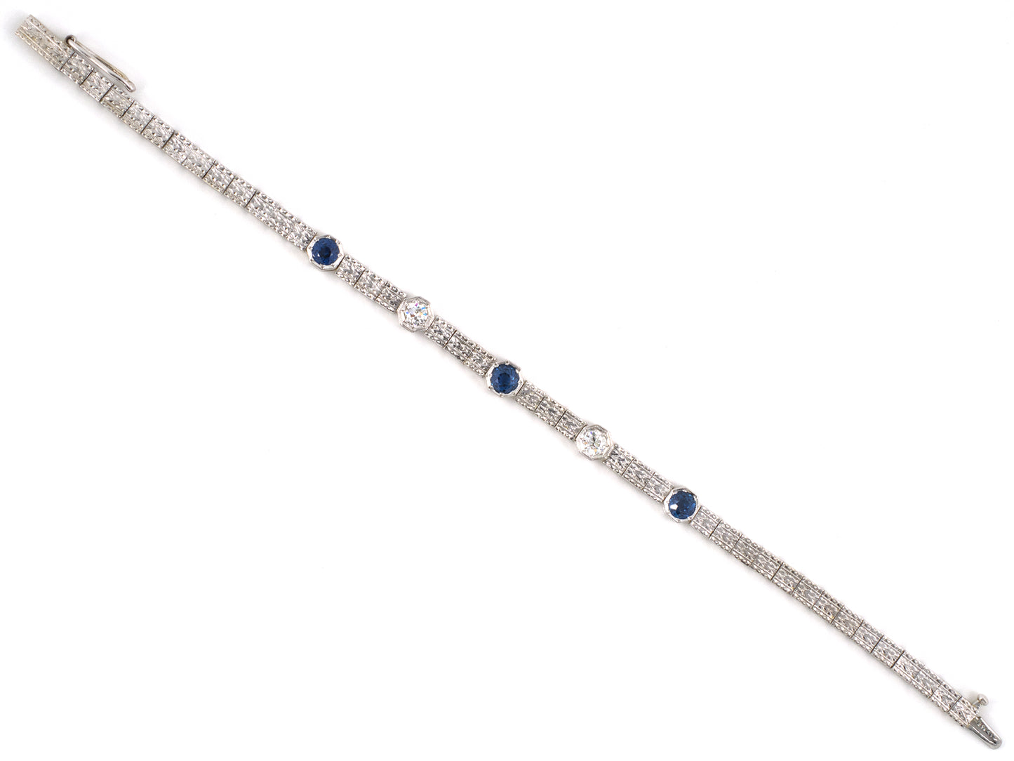 73882 - SOLD - Circa 1915 Allsopp & Allsopp Platinum Gold Sapphire Diamond Bracelet