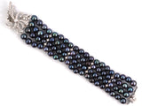 73883 - Circa 1970 Gold Diamond Tahitian Black Pearl Bracelet