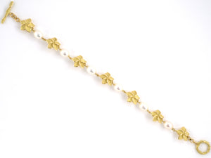 73886 - Gold Pearl Tiffany Plumeria Flower Bracelet