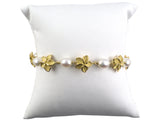 73886 - Gold Pearl Tiffany Plumeria Flower Bracelet