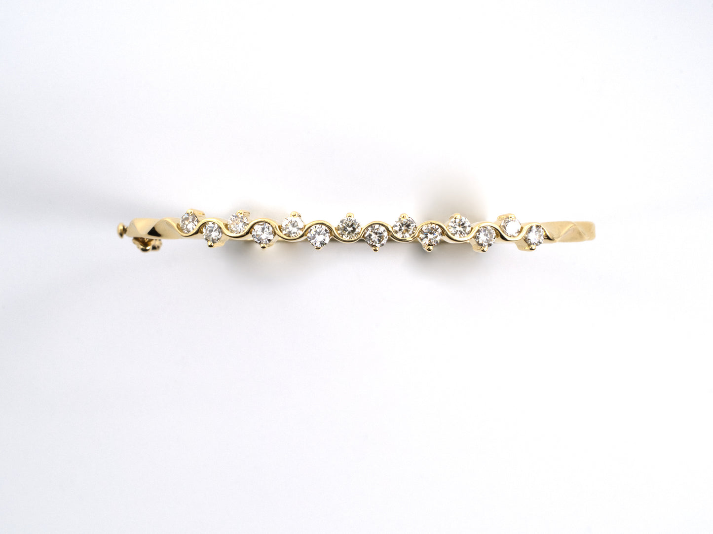 73887 - SOLD - Gold Diamond Serpentine Hinged Bangle Bracelet
