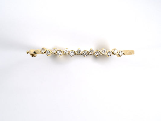 73887 - SOLD - Gold Diamond Serpentine Hinged Bangle Bracelet