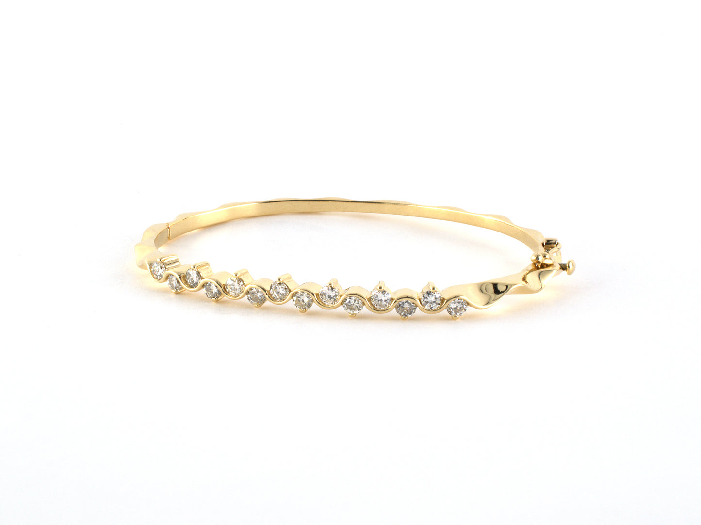 73887 - SOLD - Gold Diamond Serpentine Hinged Bangle Bracelet