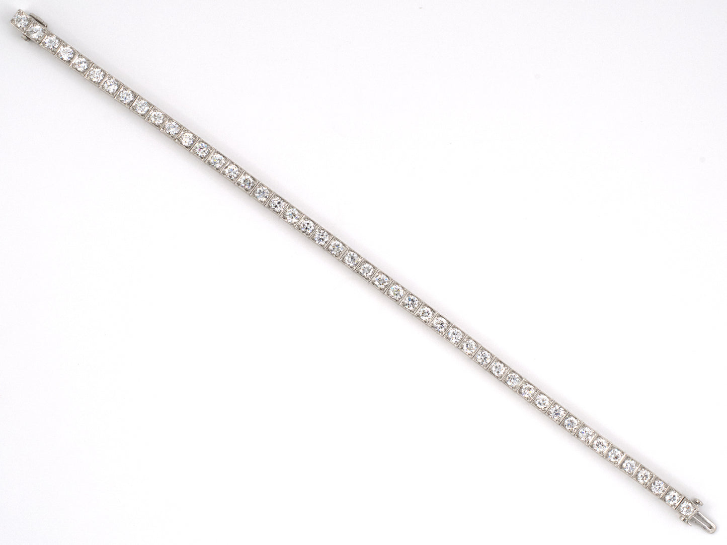 73889 - SOLD - Art Deco Platinum Diamond Straight Line Bracelet