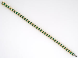 73891 - Gold Emerald Diamond Straight Line Tennis Bracelet