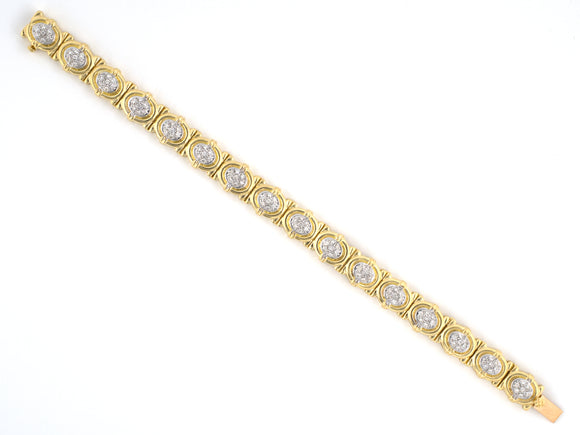 73892 - Gold 2-Tone Diamond Oval Pave Cluster Bracelet