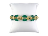 73893 - 1960s Van Cleef & Arpels Gold Green Onyx 9-Section Bracelet