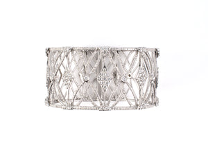 73897 - Gold Diamond 5-Section Flexible Wide Cuff Bracelet