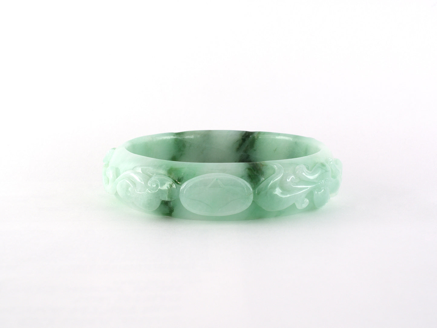 73898 - SOLD - Jadeite Carved Bangle Bracelet