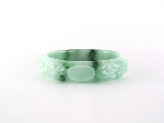 73898 - SOLD - Jadeite Carved Bangle Bracelet