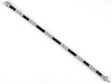 73900 - Art Deco Katz & Ogush Certified Platinum Diamond Synthetic Sapphire Straight Line Bracelet