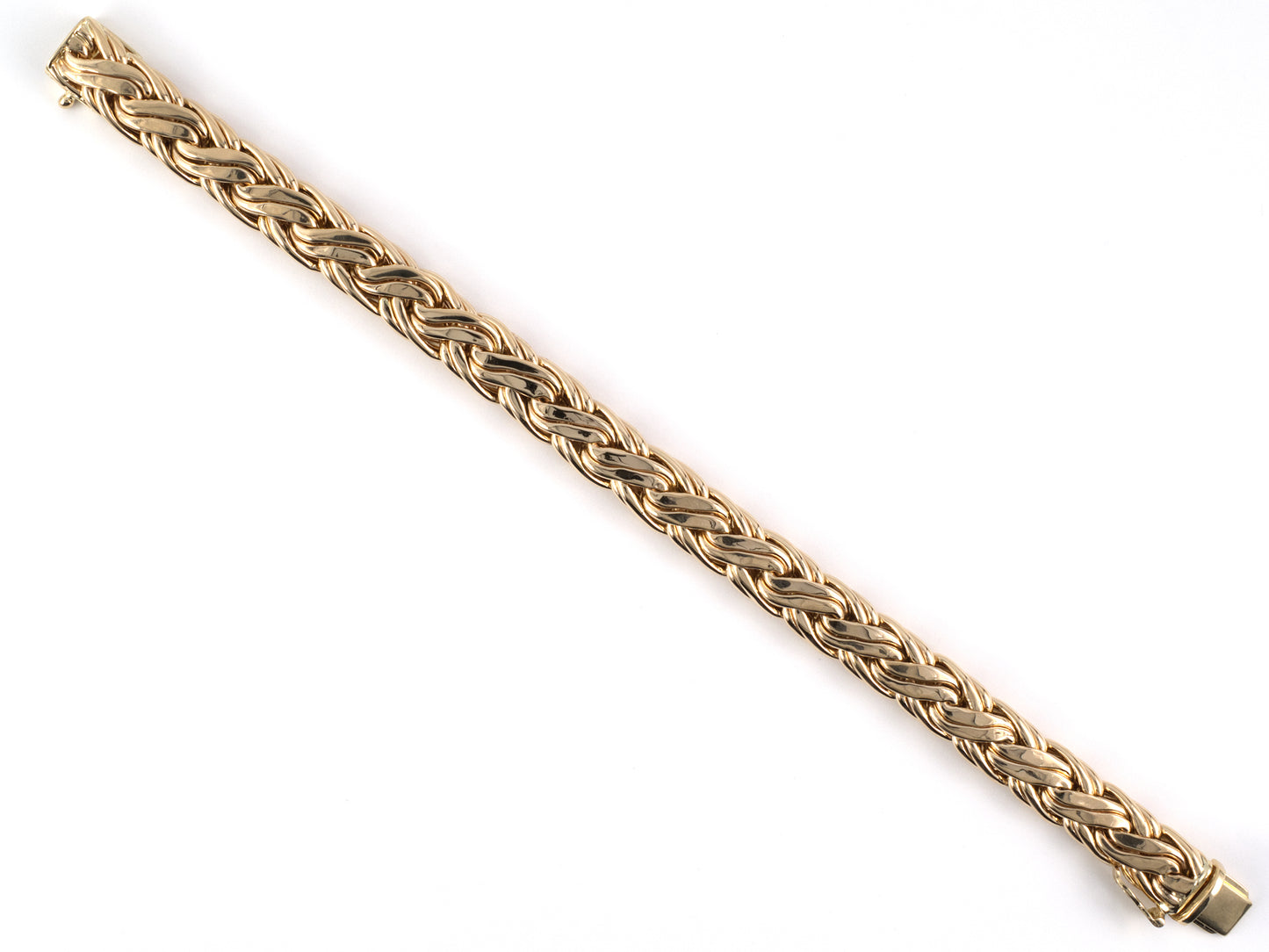 73901 - SOLD - Circa 1950s Tiffany Gold Hollow Wire Woven Bracelet