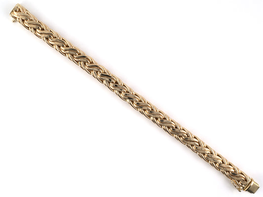 73901 - SOLD - Circa 1950s Tiffany Gold Hollow Wire Woven Bracelet