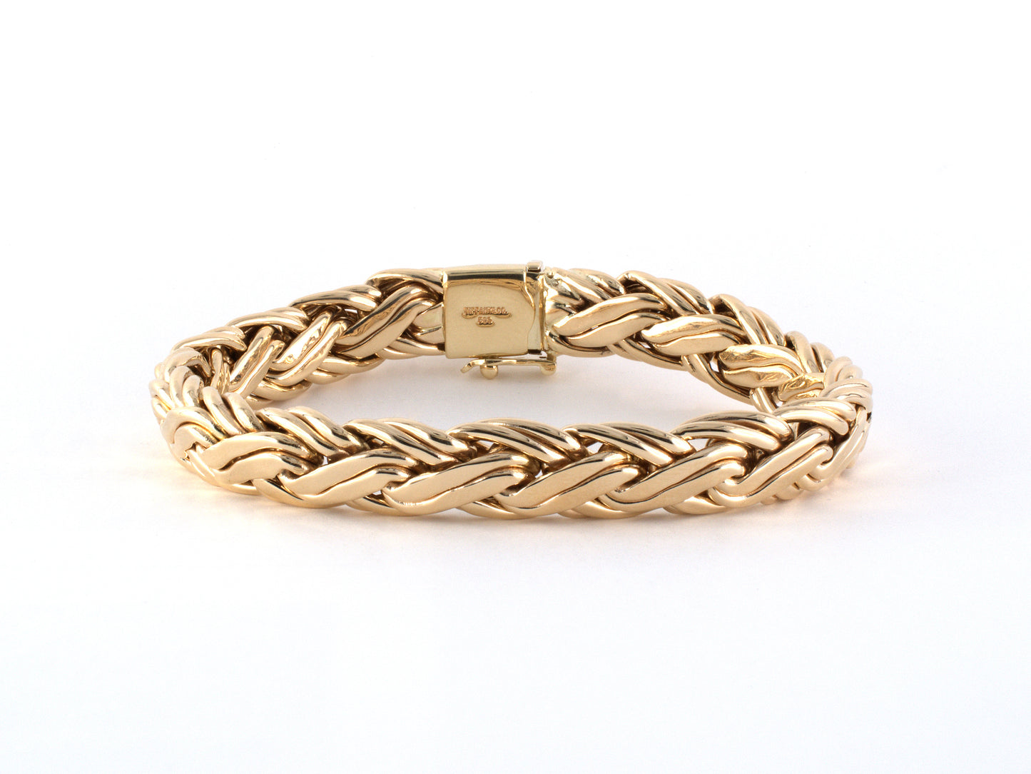 73901 - SOLD - Circa 1950s Tiffany Gold Hollow Wire Woven Bracelet