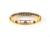 73903 - Circa 1900 Art Nouveau Gold AGL Sapphire Hinged Bangle Bracelet