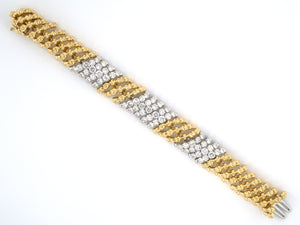 73904 - Webb Circa 1970 Platinum Gold Diamond Barber Pole Link Bracelet