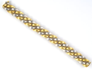 73905 - 18K Yg Platinum "Dunay" Woven Alternating Sabi Finish Florentine Swirl Link Bracelet 7 1/4" 1/2" 3/4"