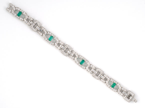 73906 - Art Deco Platinum Emerald Diamond Bracelet