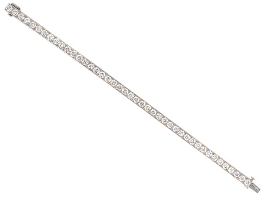 73907 - SOLD - Circa 1960 Platinum Diamond Straight Line Bracelet, 6 7/8"