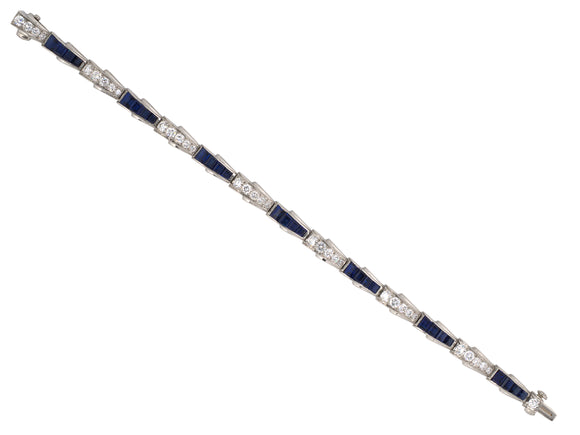 73910 - Circa 1950 Oscar Heyman Platinum Diamond Calibre Sapphire Wave Line Bracelet