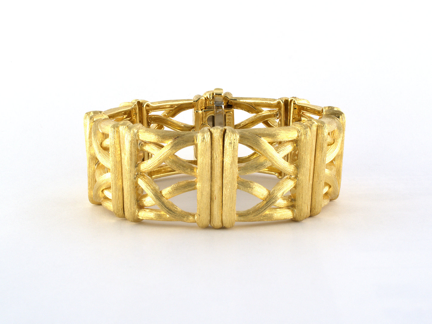 73913 - SOLD - Dunay Gold Sabi "X" Wide Panel Bracelet