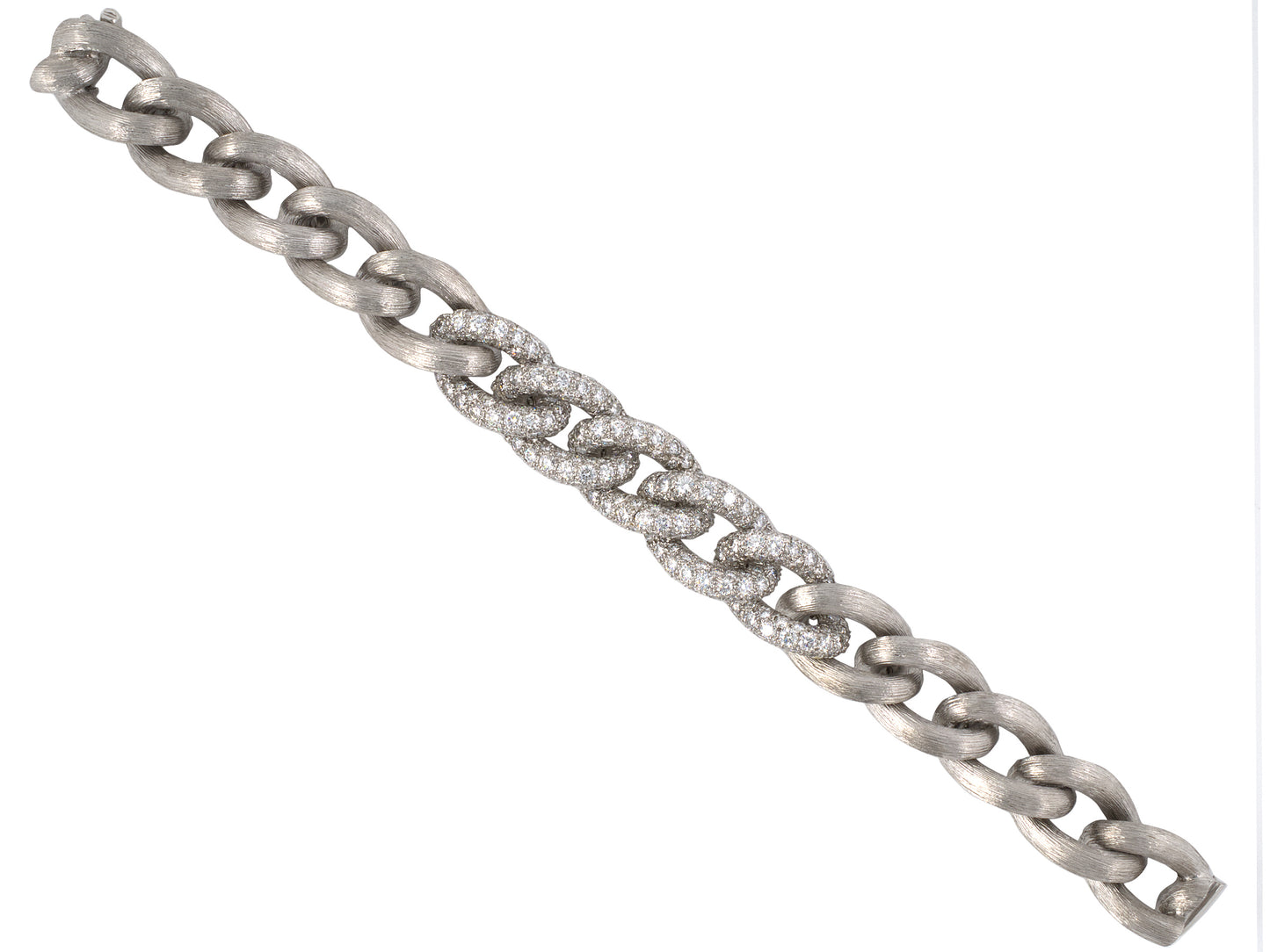 73914 - "Dunay" Platinum Diamond Sabi Finish Curb Link Bracelet