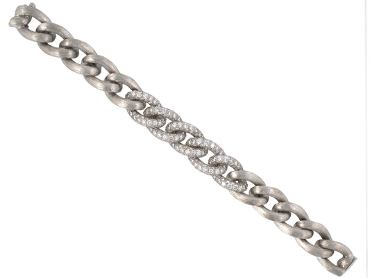 73914 - "Dunay" Platinum Diamond Sabi Finish Curb Link Bracelet