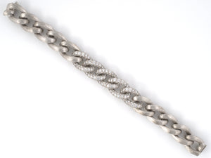 73914 - "Dunay" Platinum Diamond Sabi Finish Curb Link Bracelet