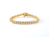 73924 - SOLD - Gold Diamond "S" Bar Link Straight Line Bracelet