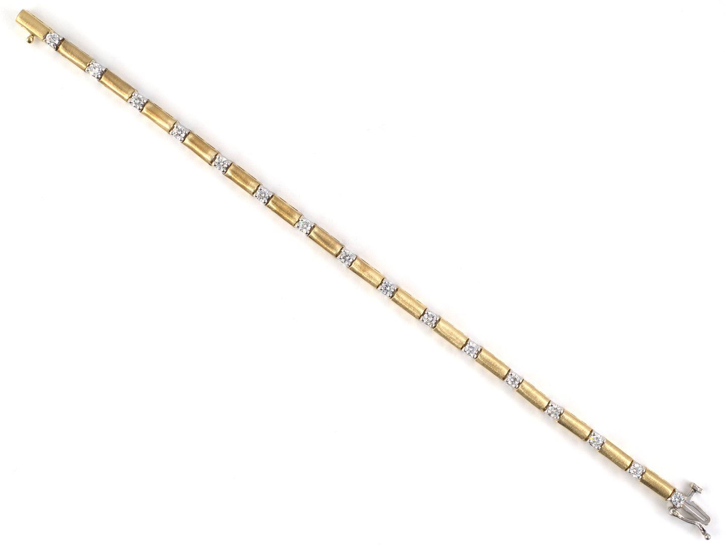 73925 - Gold Diamond Bar Link Straight Line Bracelet