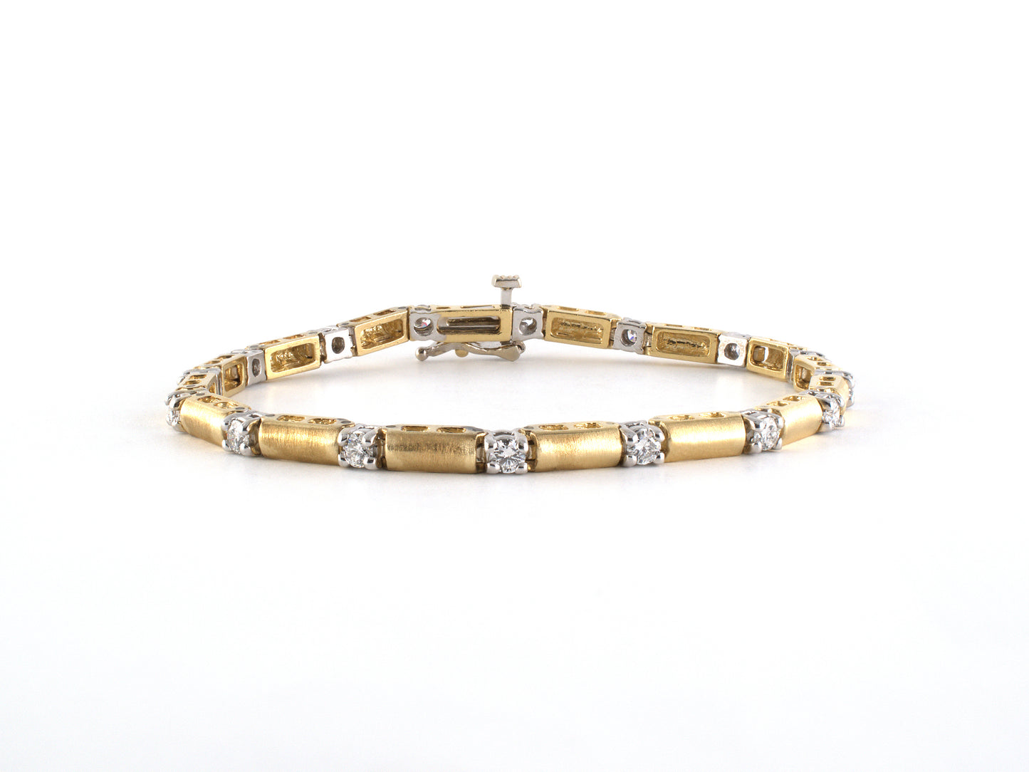 73925 - Gold Diamond Bar Link Straight Line Bracelet