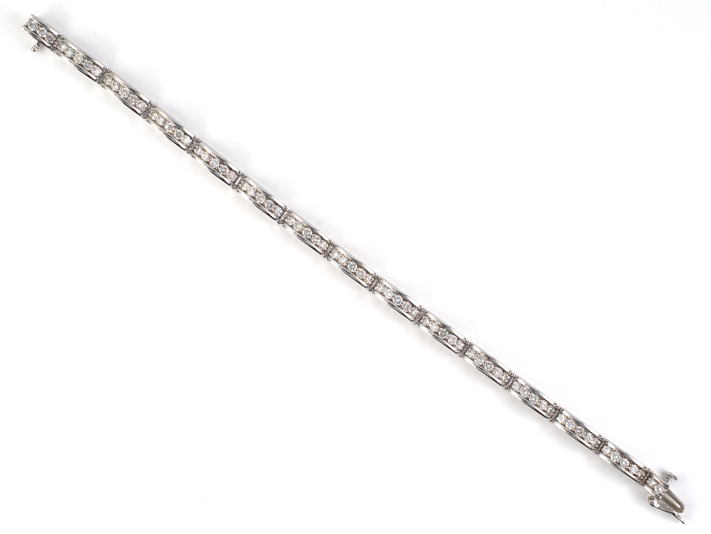 73928 - Gold Diamond Channel Set Wave Link Line Bracelet