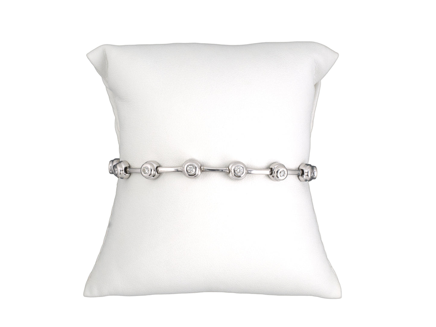 73929 - Gold Diamond Tube Set Alternating Round & Bar Link Bracelet
