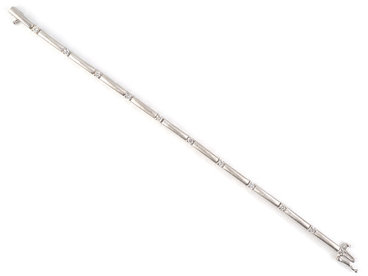 73930 - Gold Diamond Bar Link Straight Line Bracelet