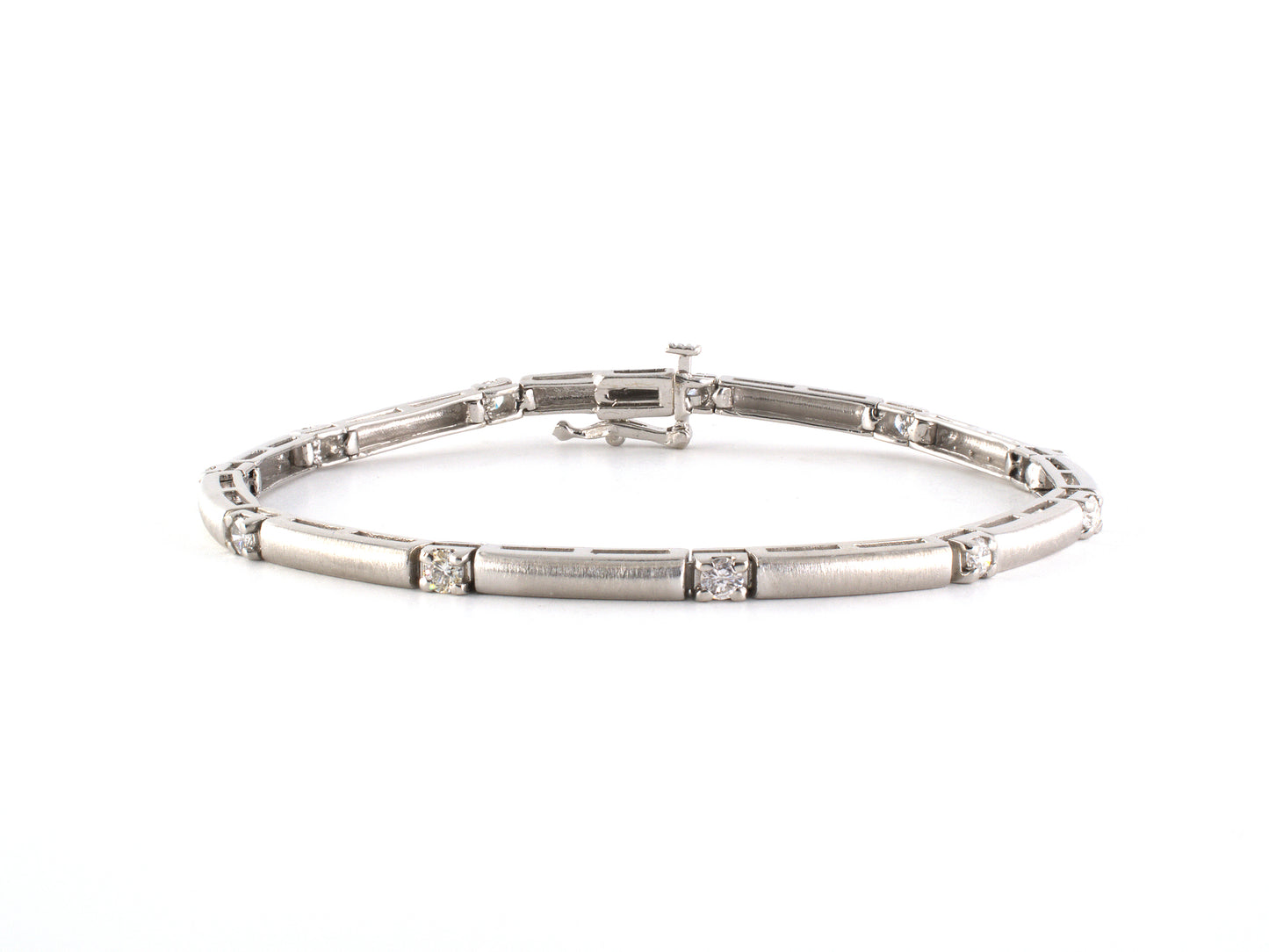 73930 - Gold Diamond Bar Link Straight Line Bracelet
