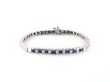 73931 - Gold Diamond Sapphire Channel Set Box Link Bracelet
