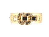 73932 - Victorian Gold Diamond Horseshoe Buckle Motif Hinged Bangle Bracelet