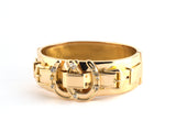 73932 - Victorian Gold Diamond Horseshoe Buckle Motif Hinged Bangle Bracelet
