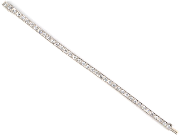 73934 - SOLD - Art Deco Circa 1920s Oscar Heyman Platinum Diamond Chased Straight Line Bracelet