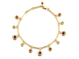 73944 - Circa 1990s Chaumet Anneav Gold Ruby Sapphire Festoon Drop Bracelet