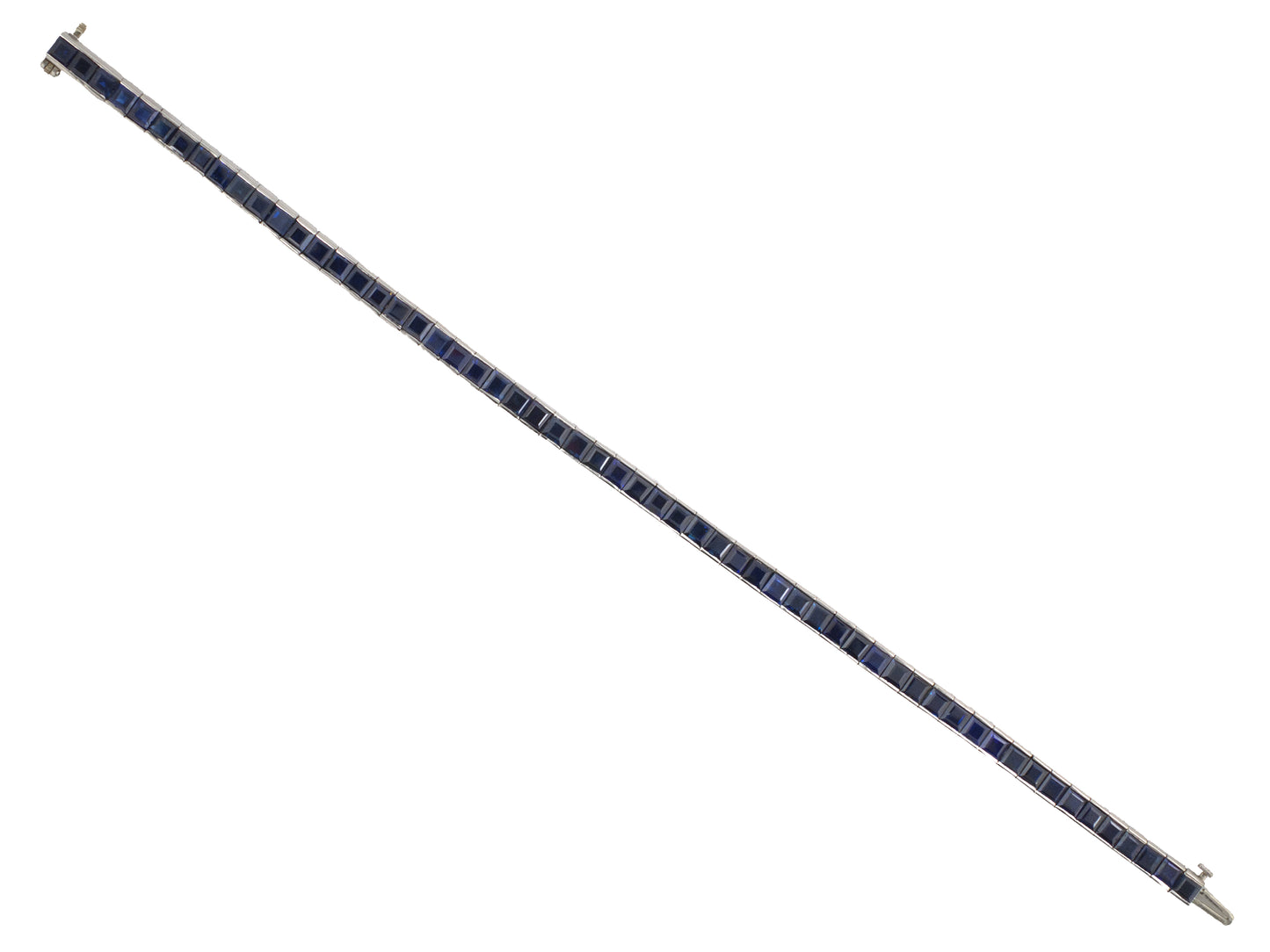 73945 - Platinum Sapphire Channel Set Straight Line Bracelet