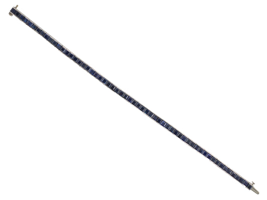 73945 - Platinum Sapphire Channel Set Straight Line Bracelet