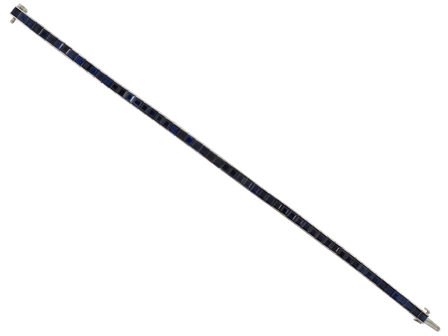 73947 - Platinum Sapphire Straight Line Bracelet