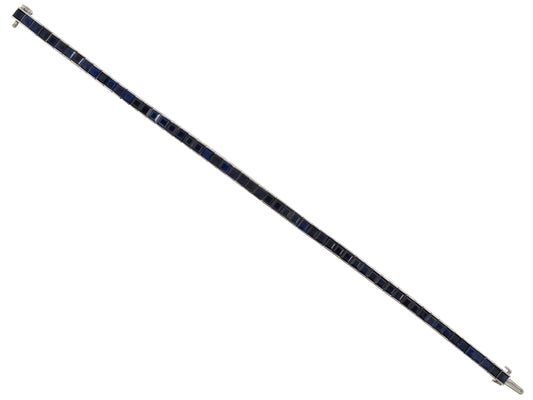 73947 - Platinum Sapphire Straight Line Bracelet