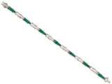 73948 - Circa 1950 Oscar Heyman Platinum Diamond Emerald Wave Bracelet
