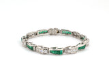 73948 - Circa 1950 Oscar Heyman Platinum Diamond Emerald Wave Bracelet