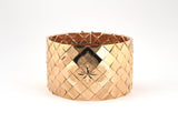73950 - Circa 1950 Gold Florentine Carved Starburst Wide Bracelet