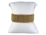 73954 - Circa 1940s Retro Gold Woven Beaded Edge Bracelet