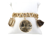 73956 - Circa 1950s Gold Smoky Quartz Citrine Spiral Link Bracelet