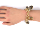 73956 - Circa 1950s Gold Smoky Quartz Citrine Spiral Link Bracelet